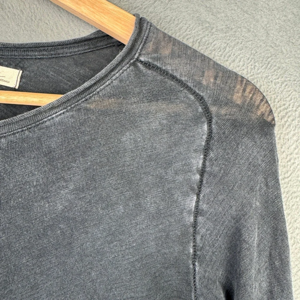 We The Free Free People Be Free Long Sleeve Tee Washed Black Medium Exposed Seam